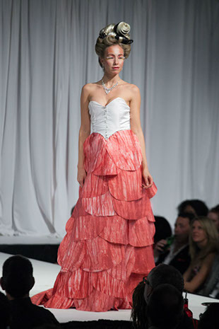 D'Lola Couture hand dyed petal dress at Red Ball 2012
