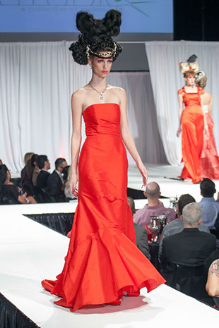 D'Lola Couture multi-skirt red dress at Red Ball 2012 Fashion Show.