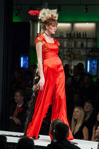 D'Lola Couture charmeuse pant suit with bolero at Red Ball 2012 Fashion Show.
