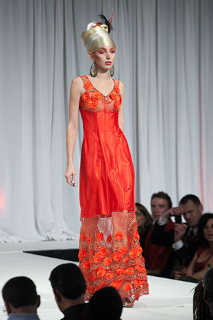 D'Lola Couture transparent lace sheath gown at Red Ball 2012 Fashion Show.
