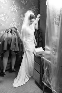 Custom lace overlay wedding gown...