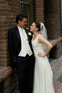 Custom lace overlay wedding gown...
